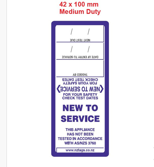 New to Service Tags - Pack of 100